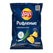 Чипсы Лейз 140г Рифлен. Сметана и лук 1/19